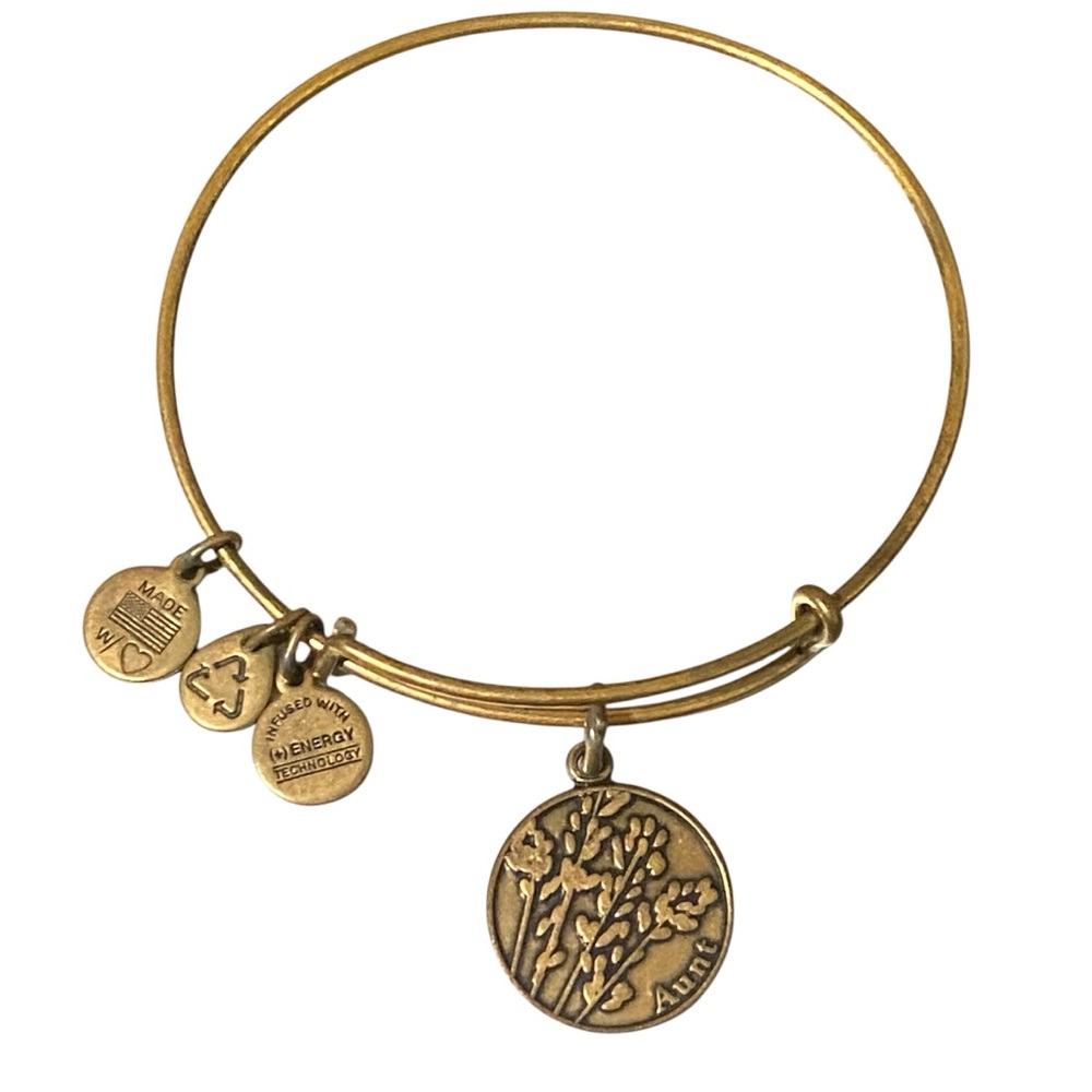 Alex And Ani Aunt Charm Bracelet Goldtone Boho Adjustable